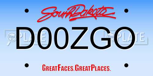 D00ZGO South Dakota License Plate