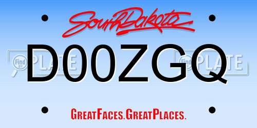 D00ZGQ South Dakota License Plate