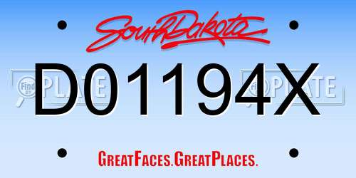 D01194X South Dakota License Plate