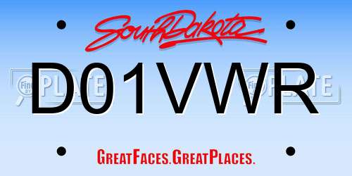 D01VWR South Dakota License Plate