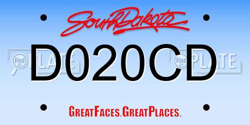 D020CD South Dakota License Plate