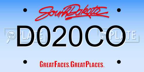 D020CO South Dakota License Plate