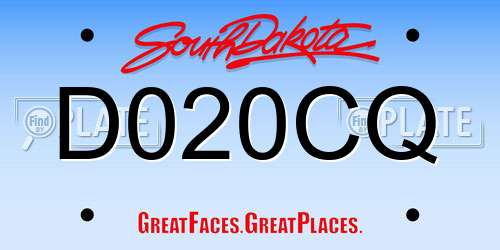 D020CQ South Dakota License Plate