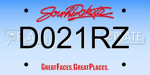 D021RZ South Dakota License Plate