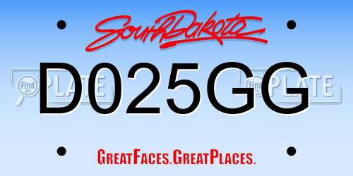 D025GG South Dakota License Plate