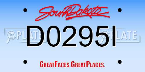 D0295I South Dakota License Plate