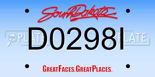 D0298I South Dakota License Plate