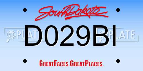 D029BI South Dakota License Plate