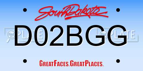 D02BGG South Dakota License Plate