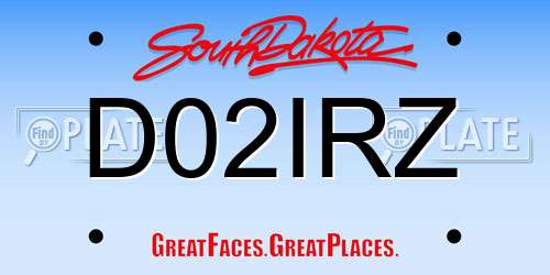 D02IRZ South Dakota License Plate