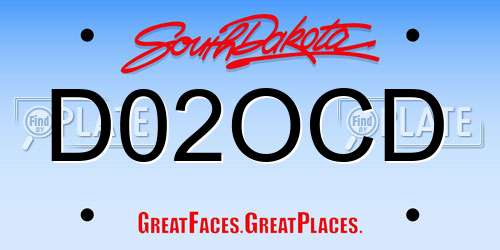 D02OCD South Dakota License Plate