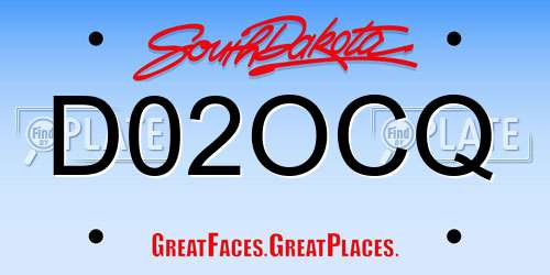D02OCQ South Dakota License Plate