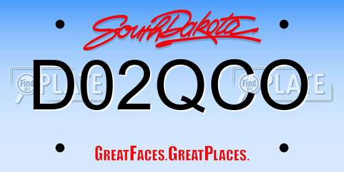 D02QCO South Dakota License Plate