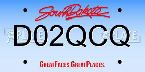 D02QCQ South Dakota License Plate