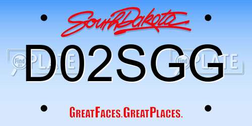 D02SGG South Dakota License Plate
