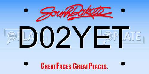 D02YET South Dakota License Plate