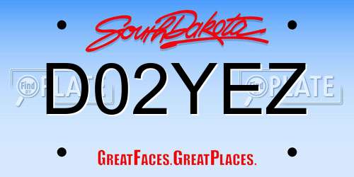 D02YEZ South Dakota License Plate