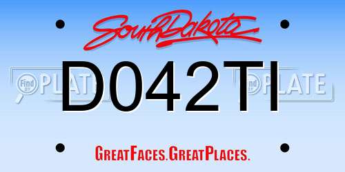 D042TI South Dakota License Plate