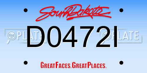 D0472I South Dakota License Plate