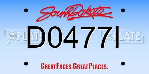 D0477I South Dakota License Plate