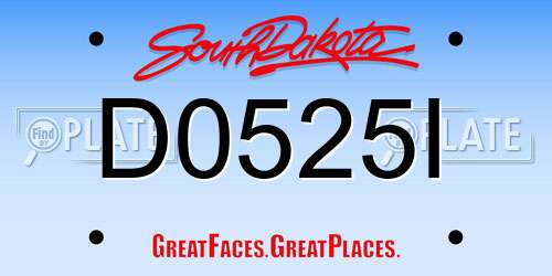 D0525I South Dakota License Plate
