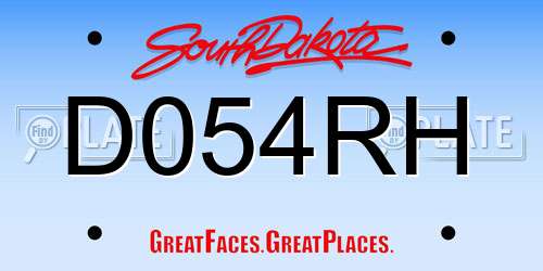 D054RH South Dakota License Plate