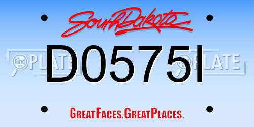 D0575I South Dakota License Plate