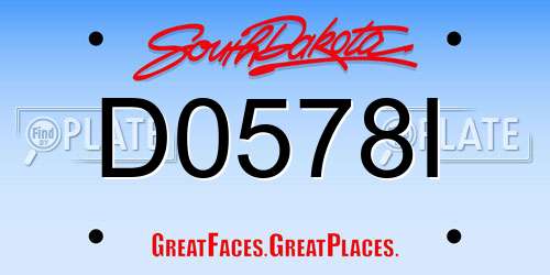 D0578I South Dakota License Plate
