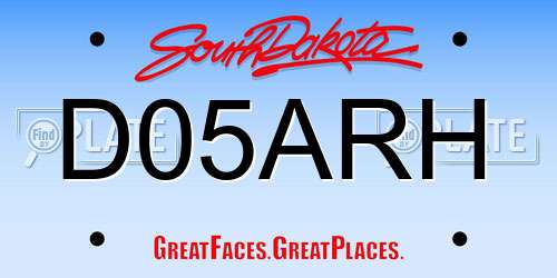 D05ARH South Dakota License Plate
