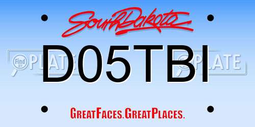 D05TBI South Dakota License Plate