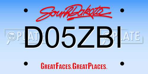 D05ZBI South Dakota License Plate
