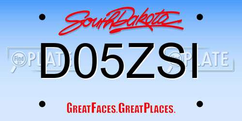 D05ZSI South Dakota License Plate