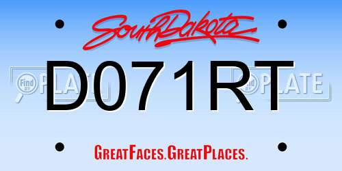 D071RT South Dakota License Plate