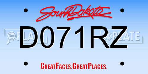 D071RZ South Dakota License Plate