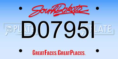 D0795I South Dakota License Plate