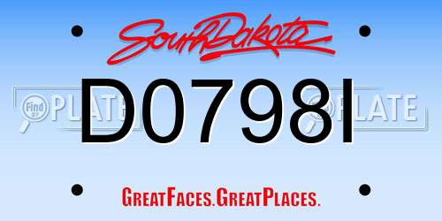 D0798I South Dakota License Plate
