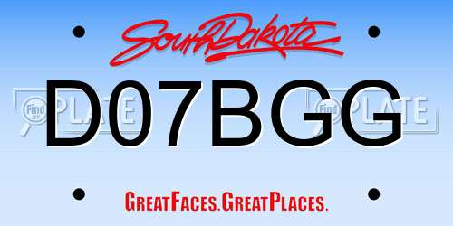 D07BGG South Dakota License Plate