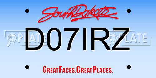 D07IRZ South Dakota License Plate