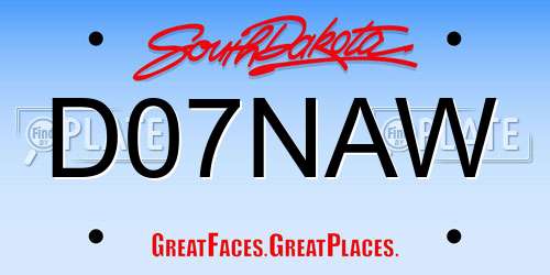 D07NAW South Dakota License Plate