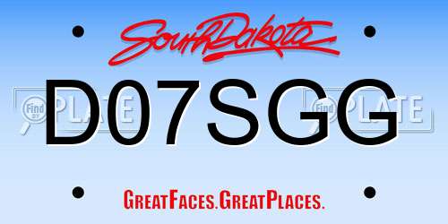 D07SGG South Dakota License Plate