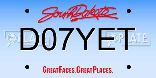 D07YET South Dakota License Plate