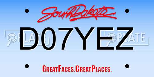 D07YEZ South Dakota License Plate