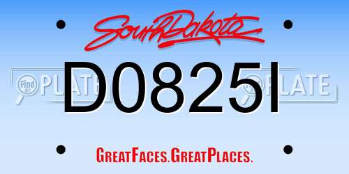 D0825I South Dakota License Plate