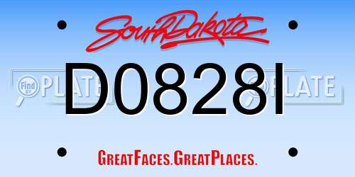 D0828I South Dakota License Plate