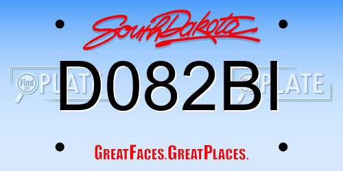 D082BI South Dakota License Plate