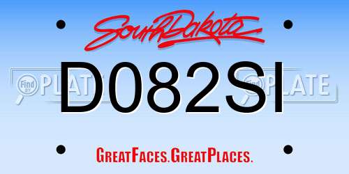 D082SI South Dakota License Plate