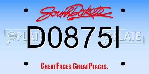 D0875I South Dakota License Plate