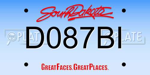 D087BI South Dakota License Plate