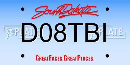 D08TBI South Dakota License Plate