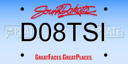 D08TSI South Dakota License Plate